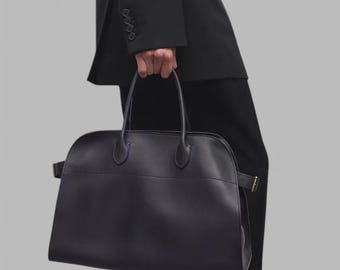 Large Leather Tote Bag for Women Minimalist Shoulder Bag Elegant Business Handbag Black Hobo Purse Quiet Luxury Aesthetic Work Bag