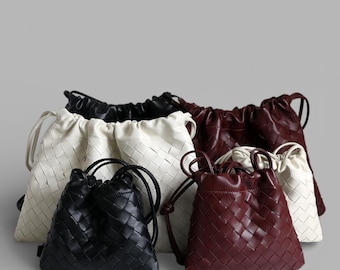 Woven Leather Shoulder Bag Real Leather Crossbody Pouch Handbag Tote Luxury Soft Leather Purse Evening Clutch Bag Gift for Her