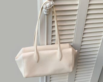 Minimalist Leather Bag for Women Genuine Leather Shoulder Tote Bag Old Money Style Luxury Cream Purse High Quality Handmade Gift for HerHobo