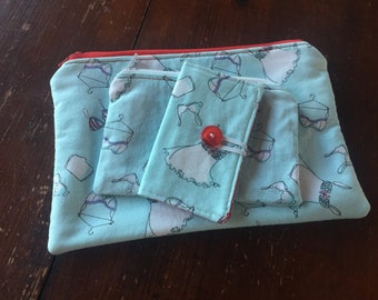 Lingerie- Purse/Handbag Organizer Set - 1 Cosmetic/Pencil Case, 1 Coin Purse, 1 Mini-Wallet/Card Holder