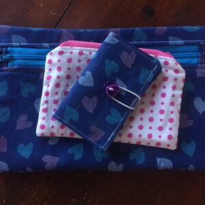 Todo Lotta Love- Monedero / Bolso Organizador Set - 1 Cosmética / Lápiz Caso, 1 Monedero de Moneda, 1 Mini-Wallet / Titular de la Tarjeta