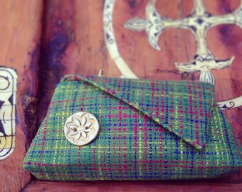 Marianne - Vintage Style Clutch in Green Plaid