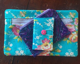 Blue Hawaii- Purse/Handbag Organizer Set - 1 Cosmetic/Pencil Case, 1 Coin Purse, 1 Mini-Wallet/Card Holder