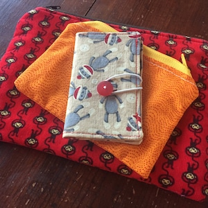 Mono negocio- monedero / bolso organizador conjunto - 1 caja de cosméticos / lápiz, 1 monedero de monedas, 1 mini-cartera / titular de la tarjeta