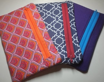 Cosmetic/Travel/Purse Zip Bags - Geometric - 100% Cotton Storage Bag