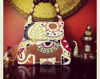 Karen - Safari Print Handbag with Beaded Handle