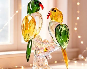 Baccarat France Crystal LOVE BIRDS Doves Figurine Clear 2.5”H X4