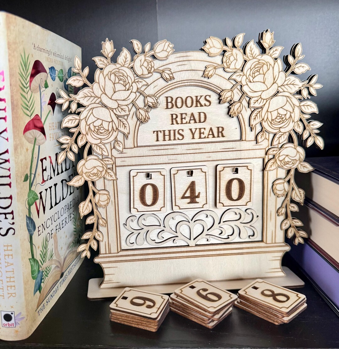 Personalized Wooden Book Counter – Engraved Book Tracker 'books This ...