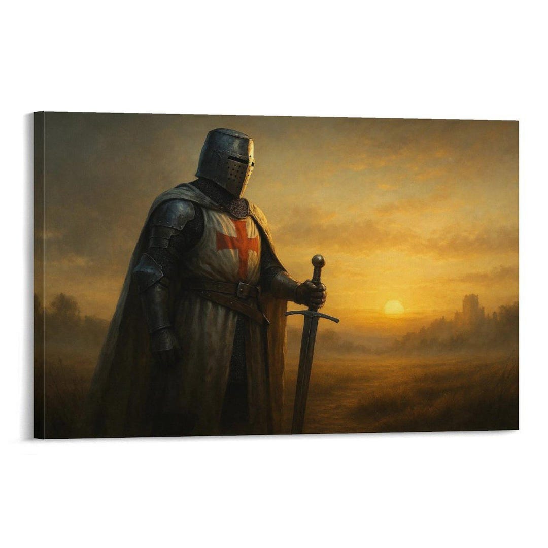 Crusader Knight Templar Medieval Canvas Print: Dawn Scene Wall Art - Etsy