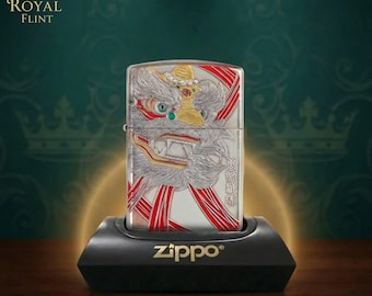 Encendedor Zippo grabado de primera calidad, regalo ideal para él. Diseño de máscara de dragón feroz. Accesorio de lujo coleccionable para hombre, resistente al viento.