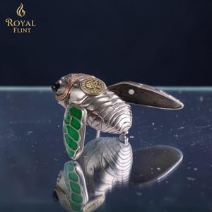 cicada Zippo lighter unique insect design collectible Zippo lighter green enamel luxury lighter gift for him rare artistic lighter image 4
