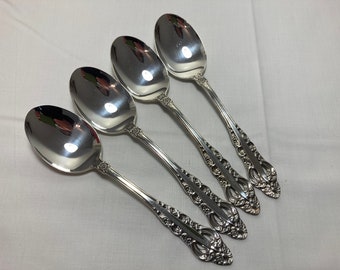 Vintage Reed & Barton Silver Majesty Silverplate Oval Soup Spoons ~ Set of 4 ~ Vintage Silverware Flatware Replacements