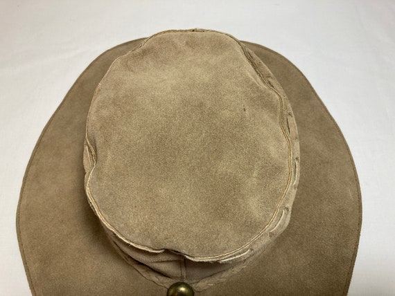 Vintage 1970's Suede Leather Floppy Hat Hippie Bo… - image 6