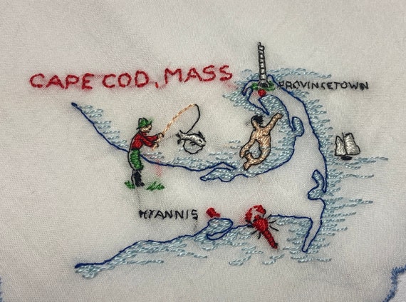 Vintage Cape Cod Mass Souvenir Cotton Hankie Hand… - image 1
