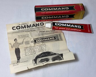 Vintage NOS Alberto COMMAND Hair Groom & Conditioner Full Tube and Pamphlet in Box 1.5 oz Unused 1960's 1970's