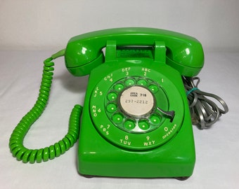 Vintage 1970's Stromberg Carlson Lime Green Rotary Desk Phone Telephone ~  Tested, Working ~Retro Decor Prop