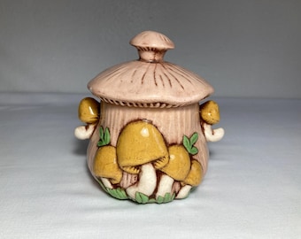 Vintage 1970's Ceramic Mushroom Sugar Bowl