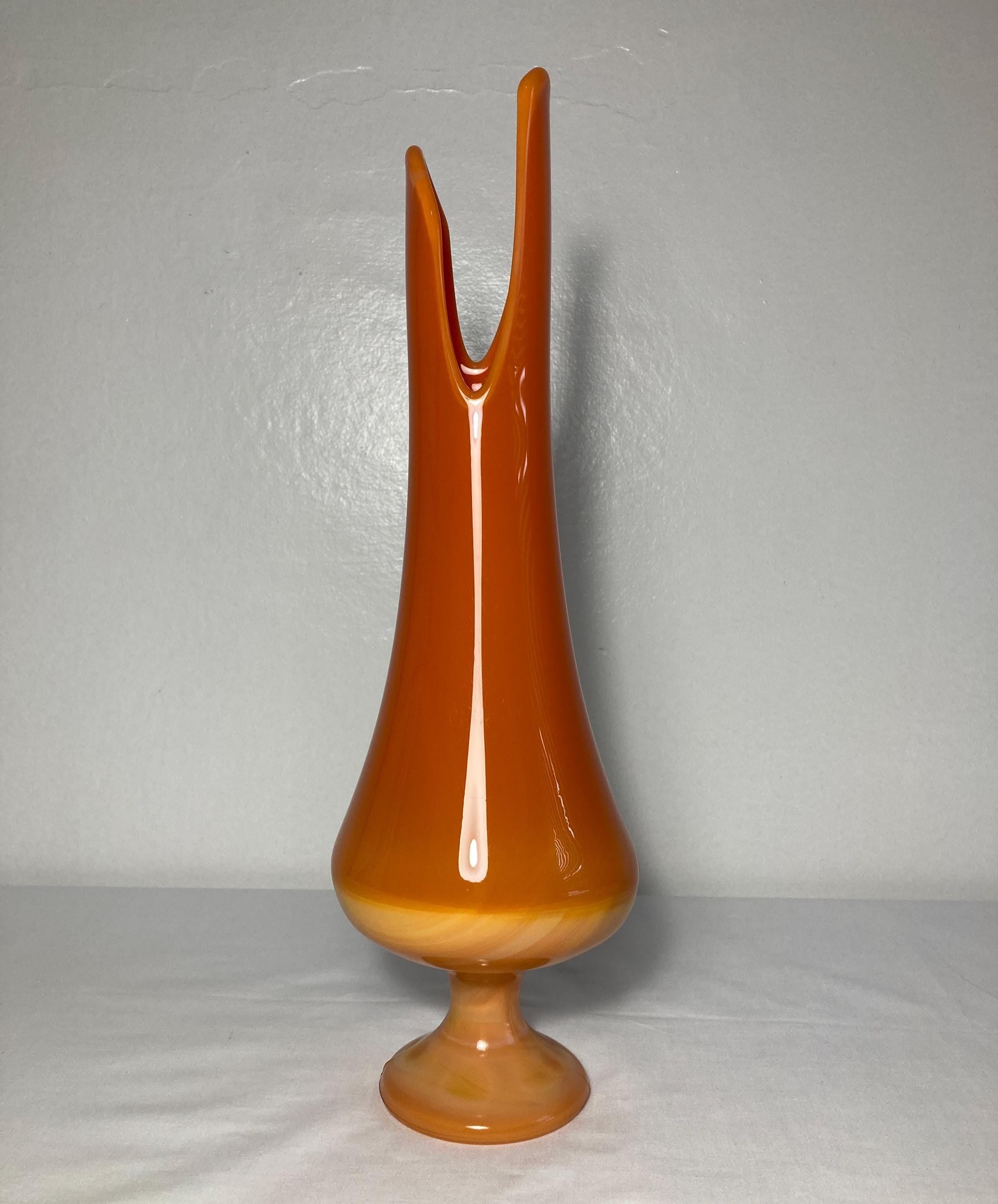 Vintage LE Smith Bittersweet Swung Vase 16" Pedestal Smoothie MCM