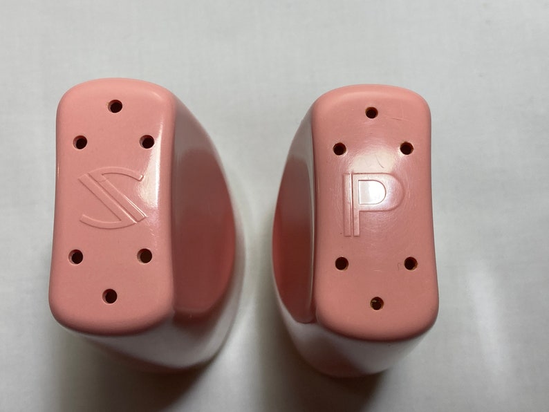 Vintage 1950's Pink Boonton Melmac Salt & Pepper Shakers Boontonware Made in USA Mid Century Kitchen image 2