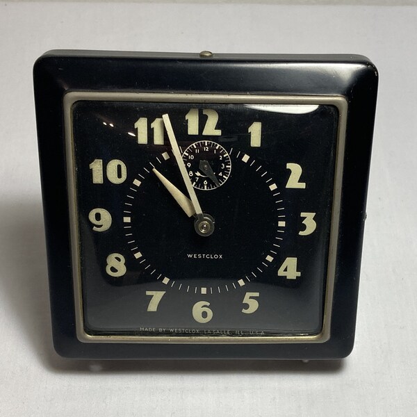 Vintage Art Deco Westclox Spur Luminous Alarm Clock ~ Made in USA 1940's ~ for Repair or Prop