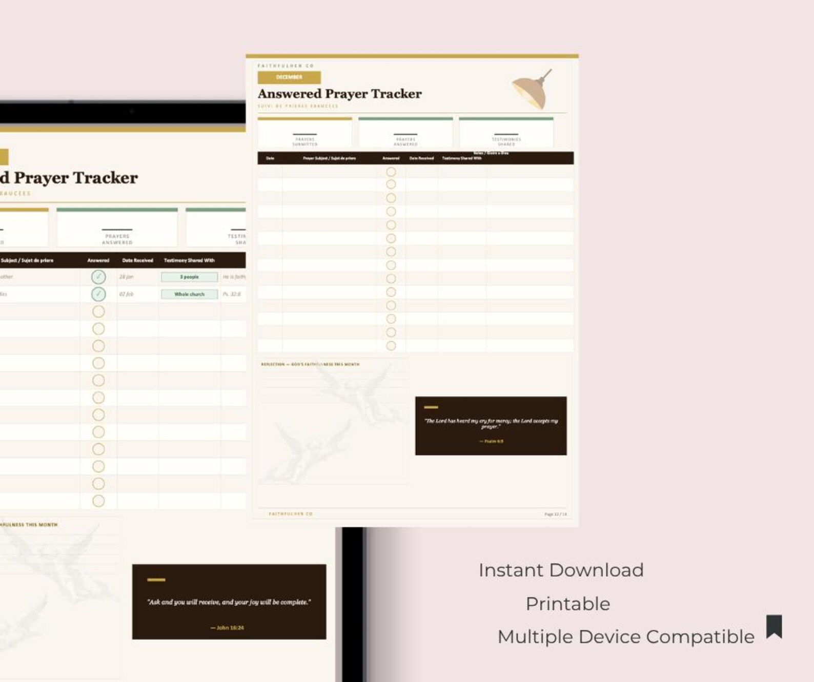 Answered Prayer Tracker Printable PDF | Christian Prayer Journal ...