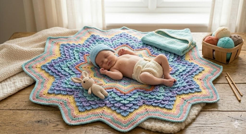 20 Mandala Blanket Crochet Patterns for Round, Square, and Star-Inspired Throws 12 Handmade Pastel Star Crochet Baby Blanket