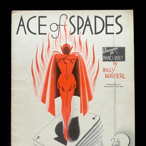 ACE OF SPADES vintage Partitions par Bill Mayerl Piano Music Cloaked Devil Demon Heavy Metal