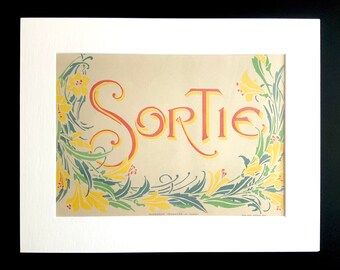 Sortie de garage old traffic sign quirky font panneau ancien garage exit French sign vintage lettering black and white poster