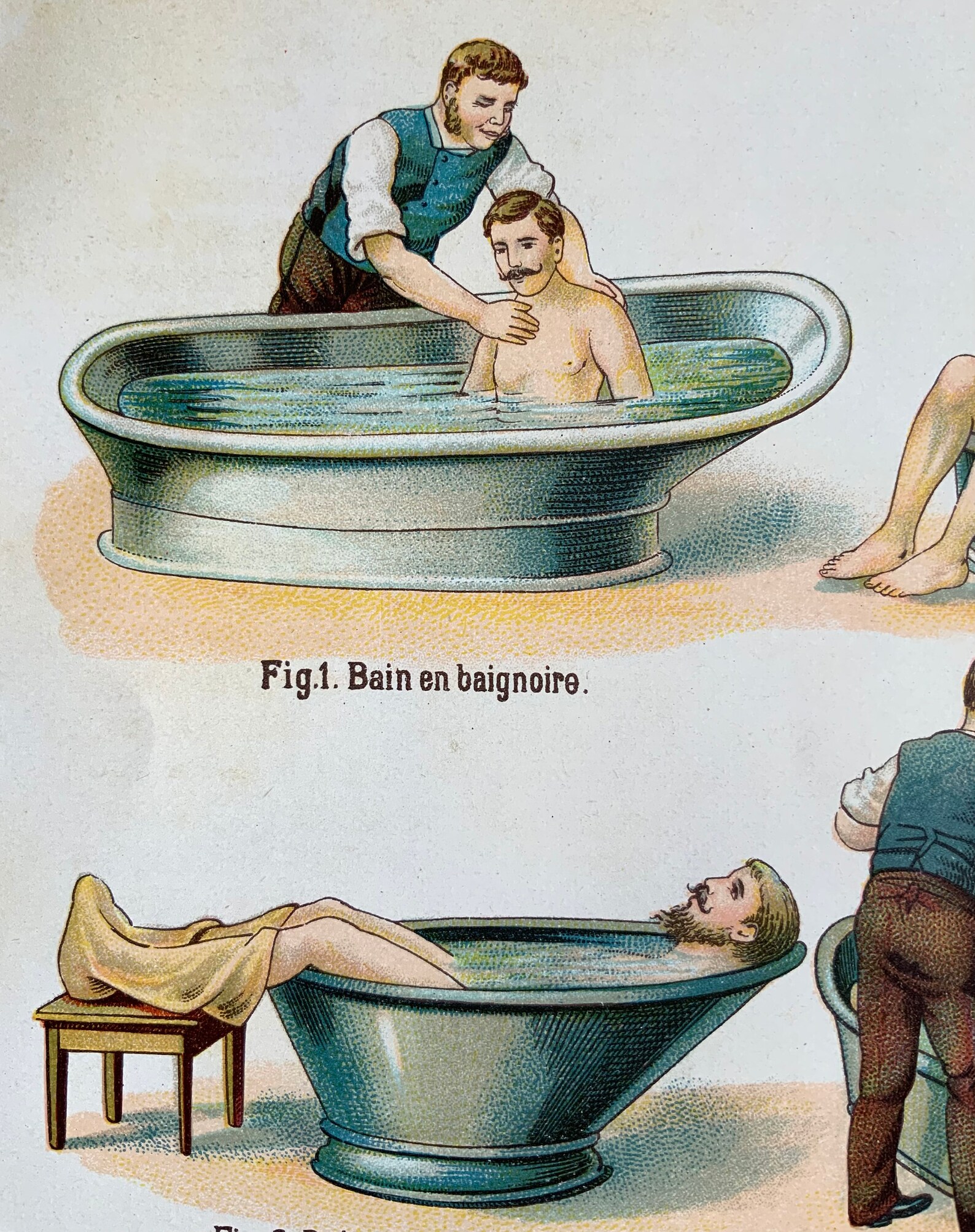 BATH MOUSTACHE Antique French Bookplate Print Circa 1900 | Etsy