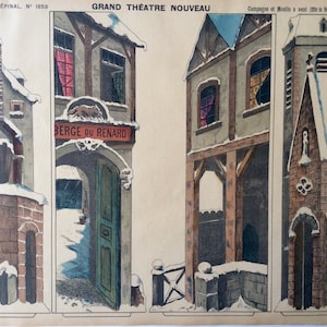 Zeldzame Antieke Prent 1896 PELLERIN Speelgoed Papier Theater IMAGERIE D&#39;EPINAL Papiertheater TheaterLandschap 1890s Puppet