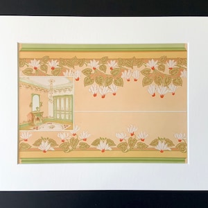 Rare 1900 Original Art Nouveau French Antique Print Etienne Mulier PEINTURE D’ART NOUVEAU Chromolithograph Interior Decoration Cyclamens