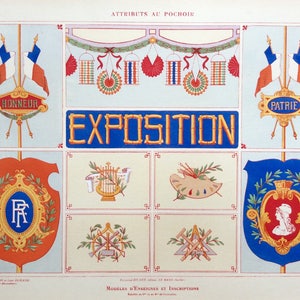 Rare Antique Folio Print EXPOSITION 1899 FRENCH POCHOIR Advertisent Sign Writing Charayron & Leon Durand