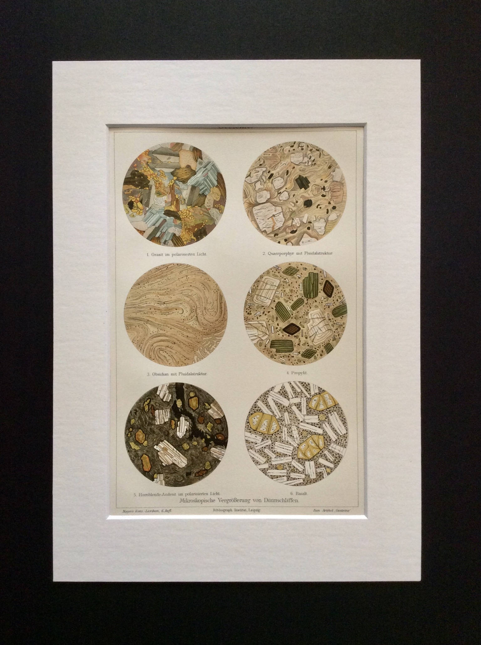 German Rocks Poster Antique 1890s German Print Minerals Rocks Crystals Microscope Image ...