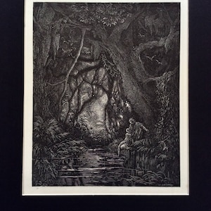 1870 ATALA Chateaubriand Antieke gravure Gustave Doré Noble Savage Jungle Forest