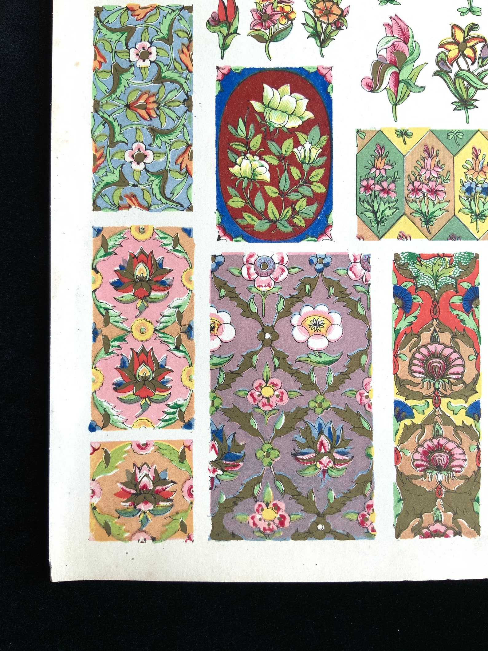 Antique 1856 PERSIAN DECORATIVE Art Chromolithograph Bookplate Owen