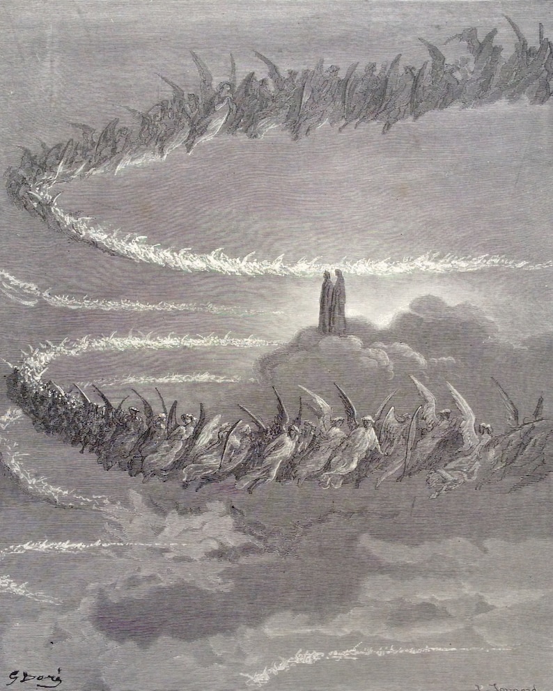 1870 DANTE'S PARADISO Engraving Gustave Doré Hell Angel | Etsy