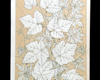 LEAVES from NATURE Antique Print 1856 Chromolithograph Bookplate Owen Jones Grammar of ORNAMENT Print Interior Home Decor Design Reference