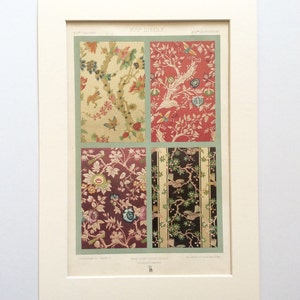 1877 L&#39;Ornement des Tissus dekorative antike Farblitho vergoldet Floral drucken