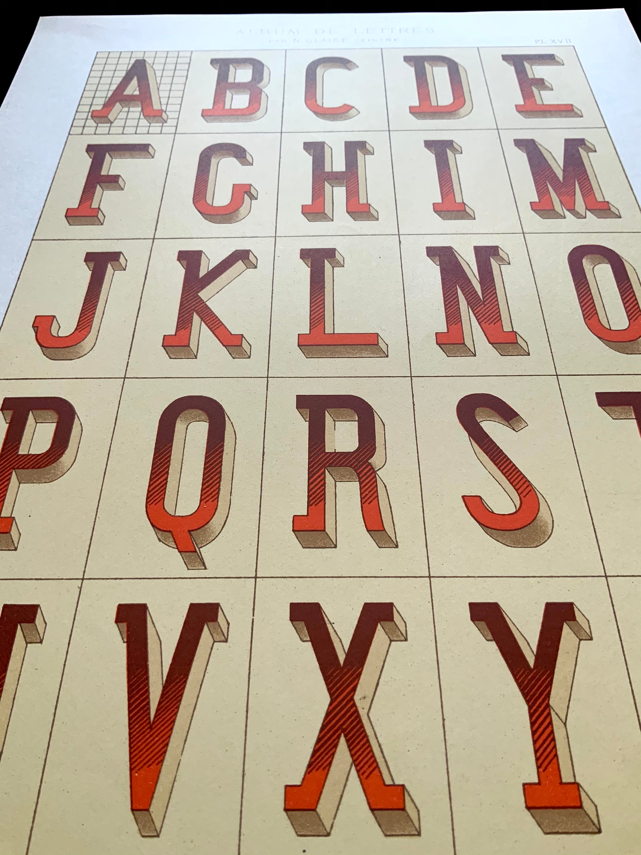 Rare 1900 TYPOGRAPHY ALPHABET Chromolithograph Antique Print Folio