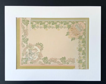Rare 1900 Original Art Nouveau French Antique Print Etienne Mulier PEINTURE D’ART NOUVEAU Floral Chromolithograph Interior Decoration Deco