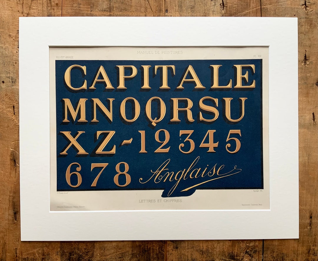 Rare Antique TYPOGRAPHY ALPHABET Chromolithograph Antique Print Folio ...