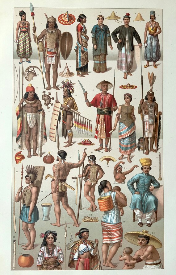 1888 French Antique Chromolithograph Le Costume Historique Etsy