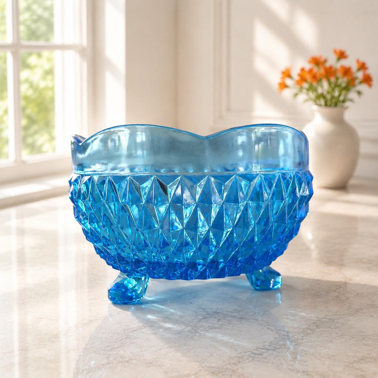 Indiana Glass Diamond Point Blue - Etsy