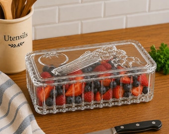 Vintage Glass food storage container for fresh vegetables Refrigerator Storage not plastic
