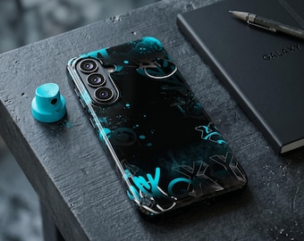 Cyan Graffiti Street Art Case | iPhone 13 14 15 16 17 Pro Max | Samsung Galaxy s20 s21 s22 s23 s24 s25 s26 Plus Ultra | Google Pixel 6 7 8 9