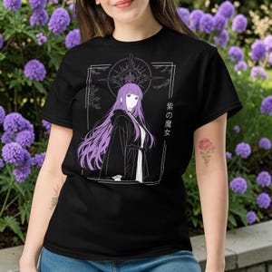 Fern T-Shirt Anime | Mage Purple Line Art Design | Beyond Journey's End | Fantasy Japanese Streetwear | GIfts for Journey Lovers