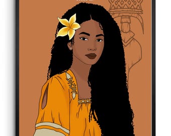 Affiche chrétienne - femme robe popinee - verset biblique - imprimé et expédié - décoration biblique moderne - poster foi chrétienne 