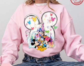 Magical Castle Sweatshirt, Fantasy Theme Park Crewneck, Cute Cartoon Style Pullover, Colorful Fairytale Graphic Gift