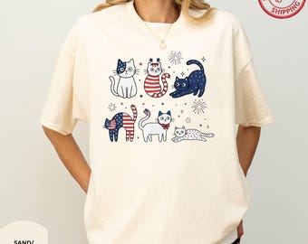 Funny 4th Of July Cat Shirt, USA Flag Tee, 250th Years Tshirt