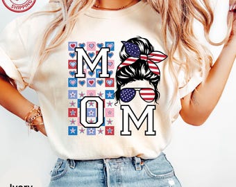 Comfort Colors®4th Of Mom Shirt,American Motherhood,USA Flag,250th Celebration